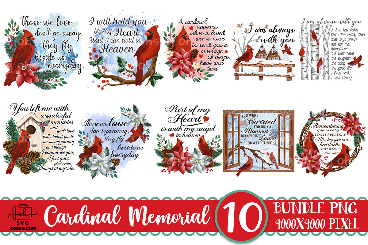 Cardinal Memorial Bundle PNG, Rest In Peace PNG, Cardinal Heaven PNG, Loving Memory PNG