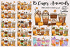 Animals Cup Fall Coffee Drink Bundle PNG, Animals Pumpkin Spice Latte Iced Warm Cozy PNG