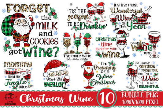 Christmas Wine PNG Bundle, Christmas Wine PNG, Christmas Drinking PNG, Christmas Sayings Quotes