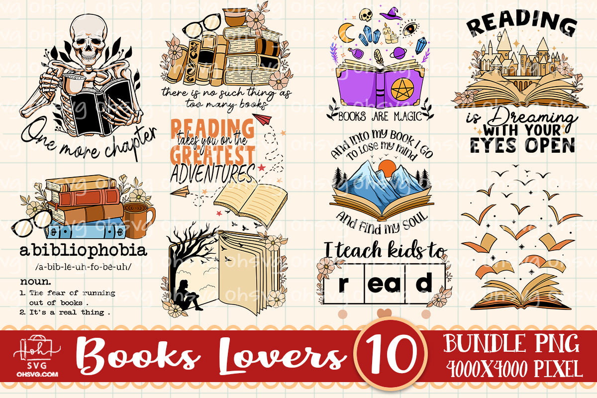 Reading Book Bundle PNG, Love Reading PNG, Book Lovers PNG, Book Worm PNG