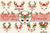 Christmas Reindeer Face Bundle PNG, Custom Name Monogram Reindeer Face PNG