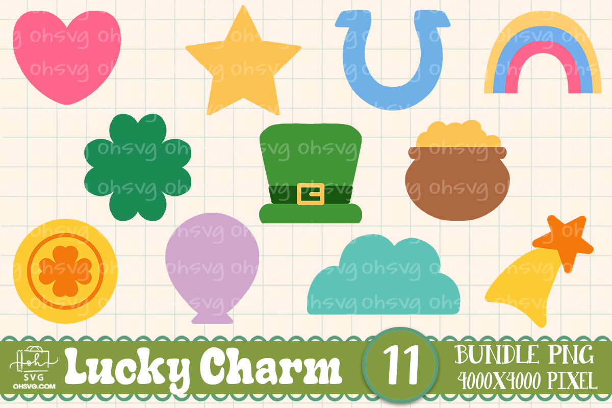 Lucky Charm Bundle PNG, St Patricks Day PNG, Shamrock Lucky St Patrick's Day PNG