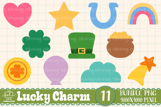 Lucky Charm Bundle PNG, St Patricks Day PNG, Shamrock Lucky St Patrick's Day PNG