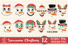 Cute Snowman Face Bundle PNG, Custom Name Snowman PNG, Christmas Snowman Face PNG