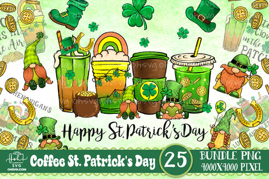 Happy St Patricks Day PNG Bundle, Coffee St Patricks Day PNG, Drinks St Patricks Day PNG