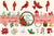 Watercolor Christmas Cardinal PNG, Cardinal Poinsettia Holly Leaves PNG, Cardinal Holly Berry Cones PNG