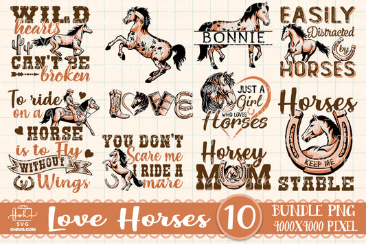 Love Horse Bundle PNG, Cowboy Cowgirl PNG, Horse Craft PNG