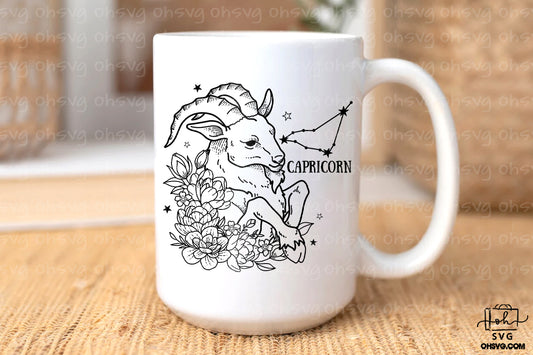Capricorn Floral Zodiac Sign PNG, Capricorn Flower Zodiac Sign PNG, Capricorn PNG