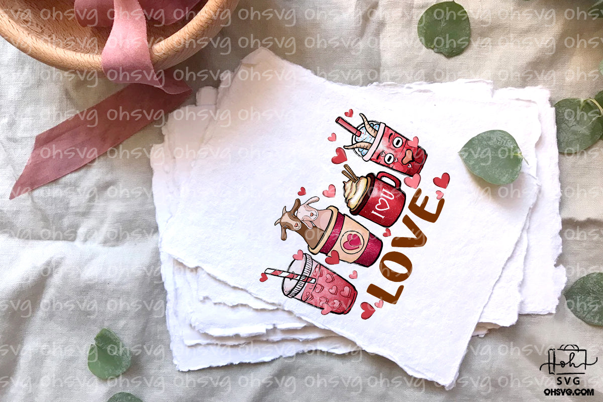 Goat Coffee Xoxo Valentine PNG, Goat Valentine Love PNG, Goat Drinks Valentine PNG