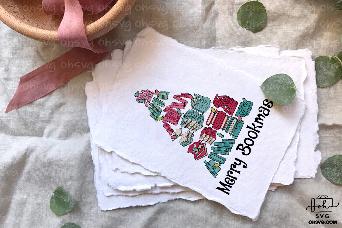 Merry Bookmas PNG, Christmas Reading PNG, Christmas Book PNG