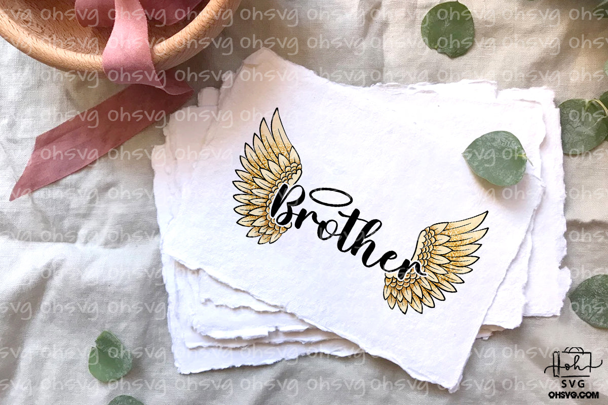 Brother In Heaven PNG, Brother Angel Wings PNG, Memorial Family PNG