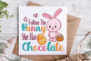 Follow The Bunny She Has Chocolate PNG, Bunny Easter PNG, Happy Easter PNG