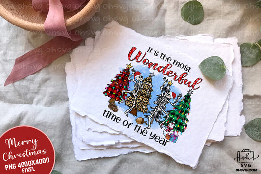 It's The Most Wonderful Time Of The Year Skeleton Christmas PNG, Skeleton Christmas Trees PNG