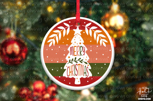Merry Christmas PNG, Christmas Scene PNG, Round Ornament PNG