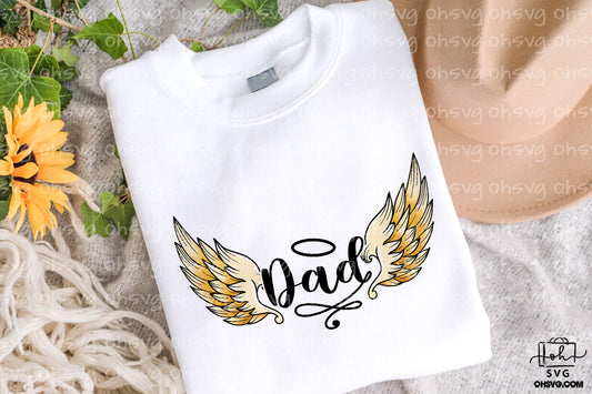 Dad In Heaven PNG, Dad Angel Wings PNG, Memorial Family PNG