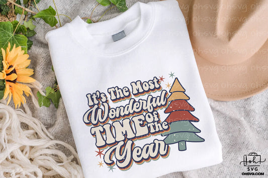 It's The Most Wonderful Time Of The Year PNG, Vintage Christmas PNG, Retro Christmas PNG