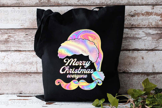 Merry Christmas Everyone PNG, Holographic Santa PNG, Hologram Christmas PNG