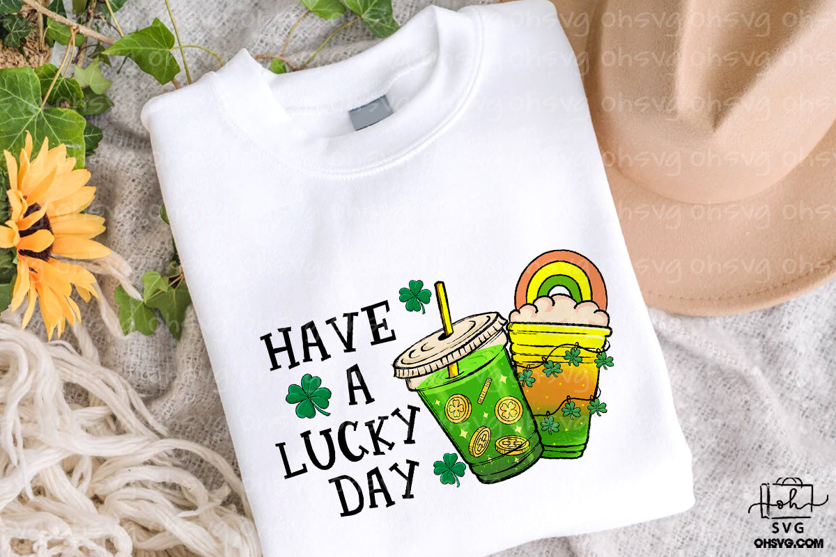 Have A Lucky Day PNG, Coffee St Patricks Day PNG, Drinks St Patricks Day PNG