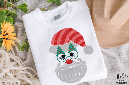 Santa Claus Face PNG, Custom Name Santa Face PNG, Cute Santa Face Christmas PNG