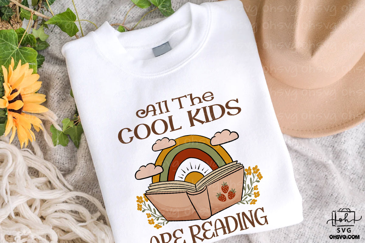 All The Cool Kids Are Reading PNG, Love Reading PNG, Book Lover PNG