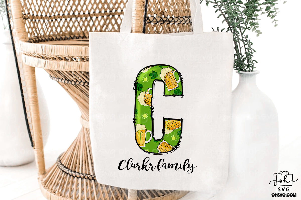 Letter C Patricks Day PNG, Custome Name Family St Patrick's Day, Shamrock Irish Alphabet PNG