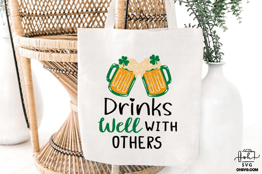 Drinks Well With Others PNG, St Patricks Day PNG, Beer St Patrick's Day PNG