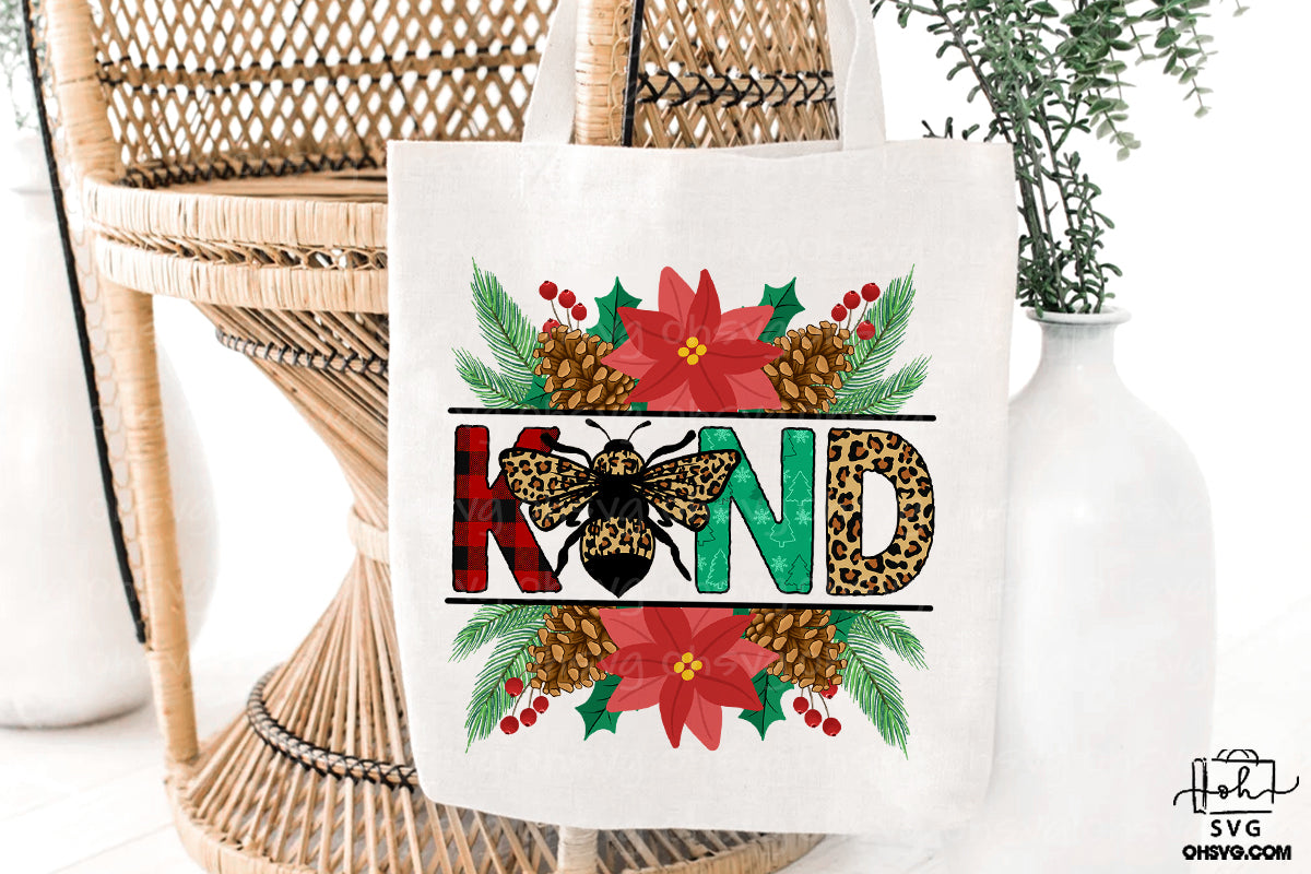 Be Kind PNG, Bee Kind Christmas PNG, Christmas Positive PNG