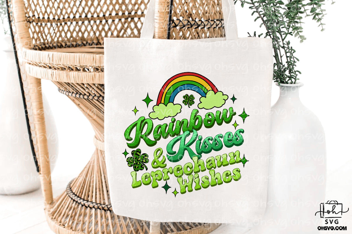 Rainbow & Kisses Leprechaun Wishes PNG, St Patricks Day PNG