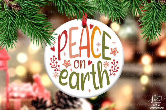Peace On Earth PNG, Christmas Scene PNG, Round Ornament PNG