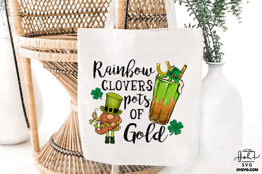 Rainbow Clovers Pots Of Gold PNG, Coffee St Patricks Day PNG, Drinks St Patricks Day PNG