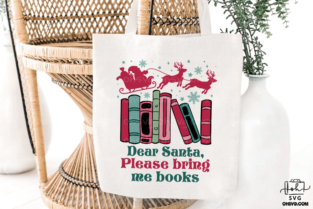Dear Santa Please Bring Me Books PNG, Christmas Reading PNG, Christmas Book PNG