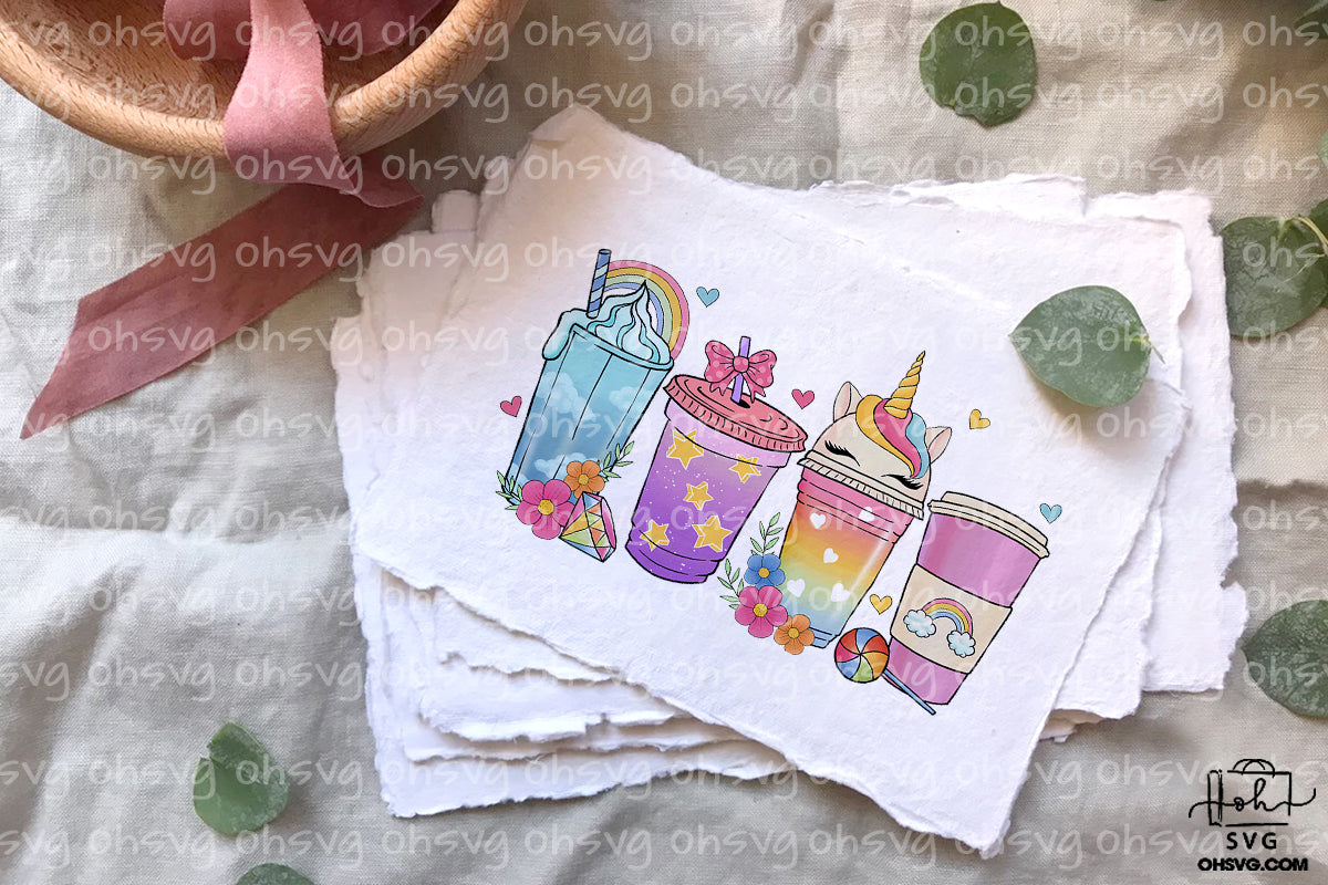 Unicorn Cup Coffee Drink PNG, Unicorn Latte Iced Warm Cozy PNG