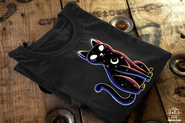 Mystical Cat PNG, Celestial Cat PNG, Magic Spooky Black Cat PNG - ohsvg