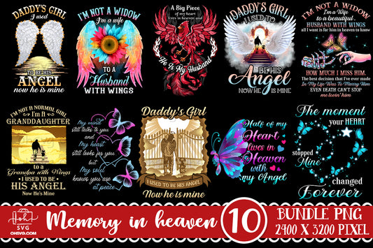 Memorial Bundle PNG, My Love In Heaven PNG, Guardian Angel PNG, Widow PNG