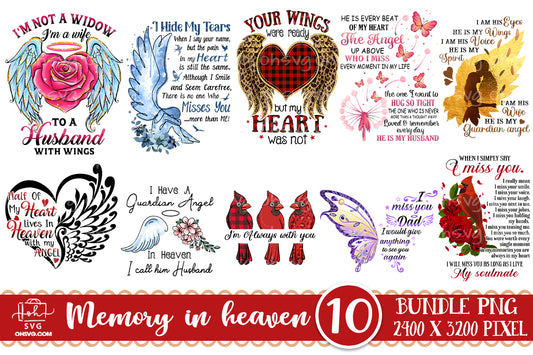 Memorial Bundle PNG, My Love In Heaven PNG, Guardian Angel PNG, Widow PNG