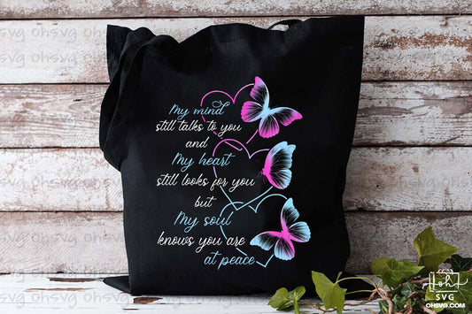 My Soul Knows You Are At Peace PNG, Butterfly Memorial PNG, My Love In Heaven PNG