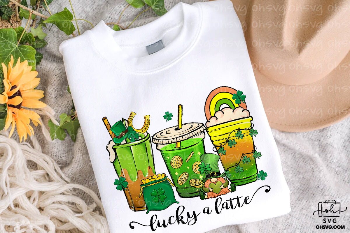 Lucky A Latte PNG, Coffee St Patricks Day PNG, Drinks St Patricks Day PNG