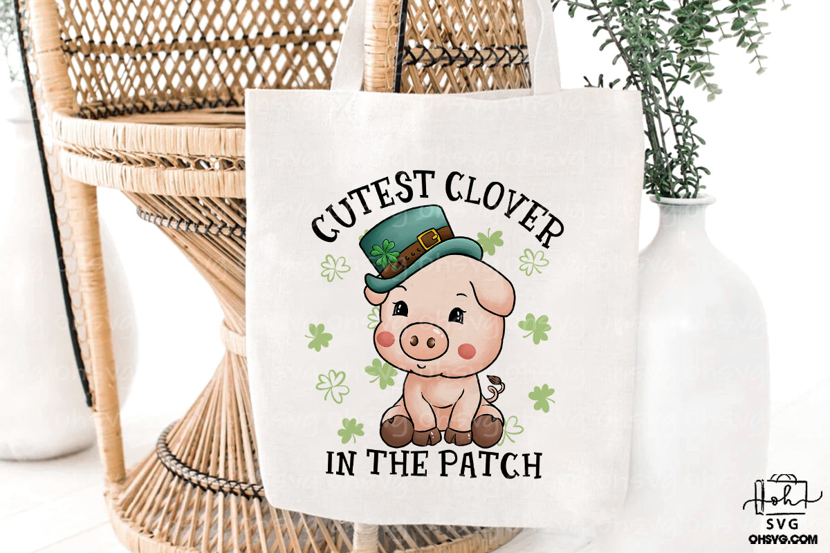 Cutest Clover In The Patch PNG, Pig St Patricks Day PNG, Animal St Patricks Day PNG