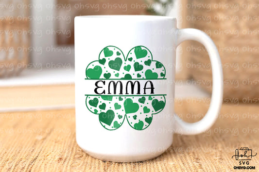 Four-leaf Clover Frame Name PNG, St Patricks Day PNG, Shamrock St Patrick's Day PNG