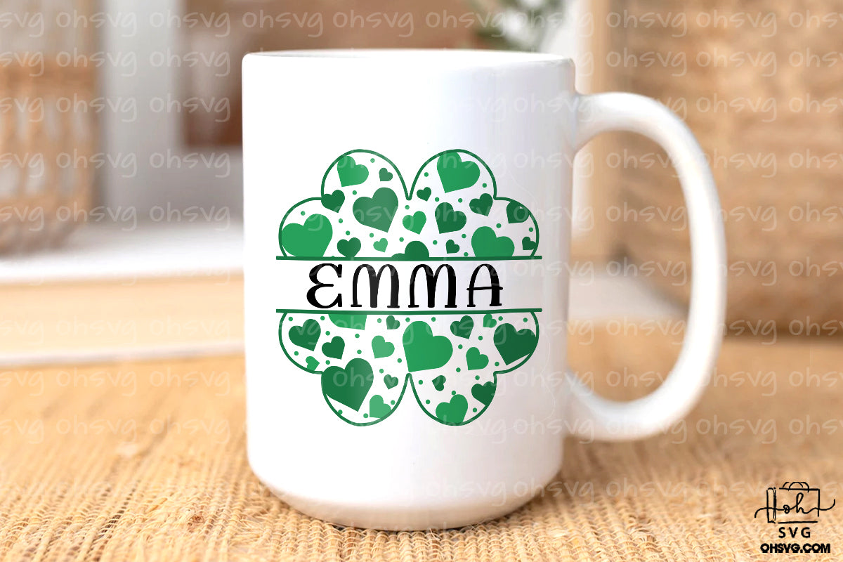 Four-leaf Clover Frame Name PNG, St Patricks Day PNG, Shamrock St Patrick's Day PNG