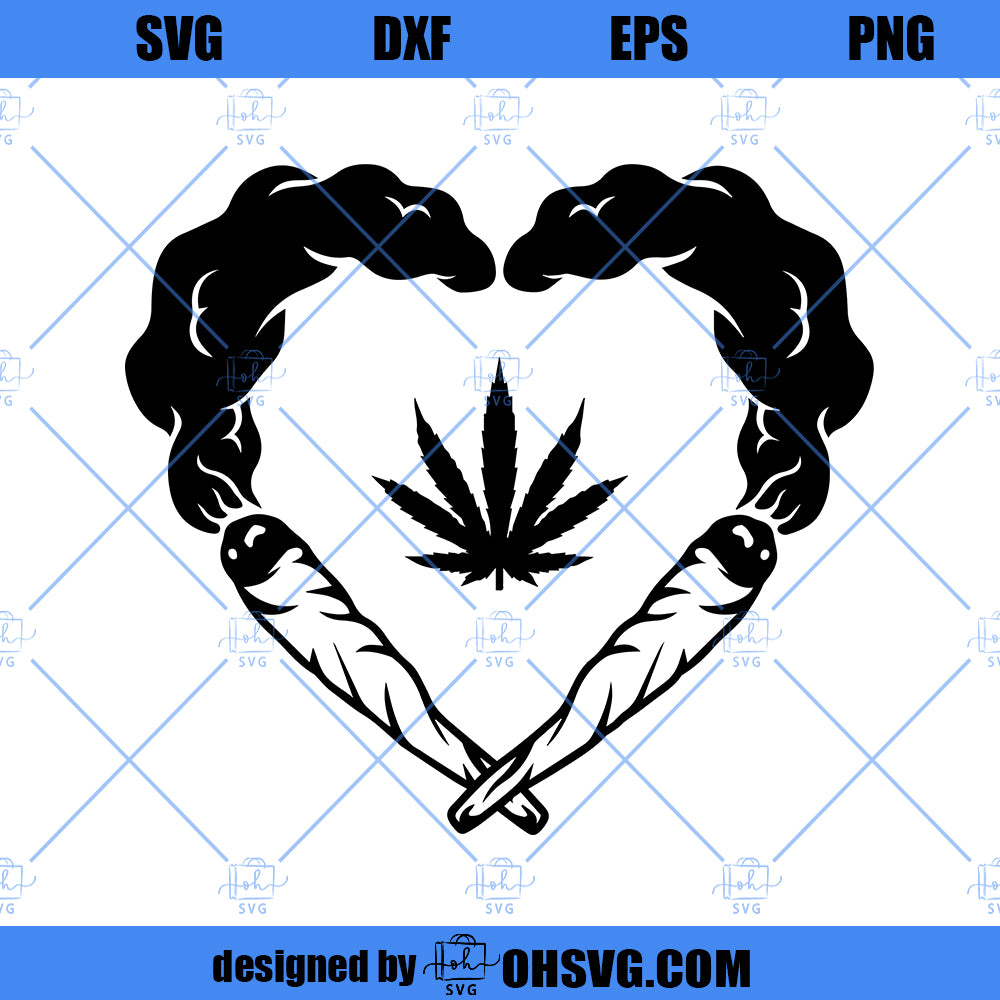 Marijuana Leaf Heart SVG, Weed Smoke Heart SVG, Cannabis Smoke Hear SVG