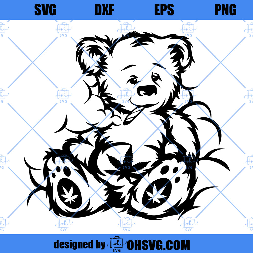 Teddy Bear Smoking Joint Svg Bear Smoking Weed Svg Cannabis