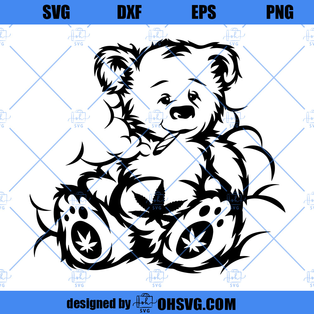 Smoking Bear SVG, Cannabis Bear SVG, Weed Cut File, Cannabis SVG, Weed SVG