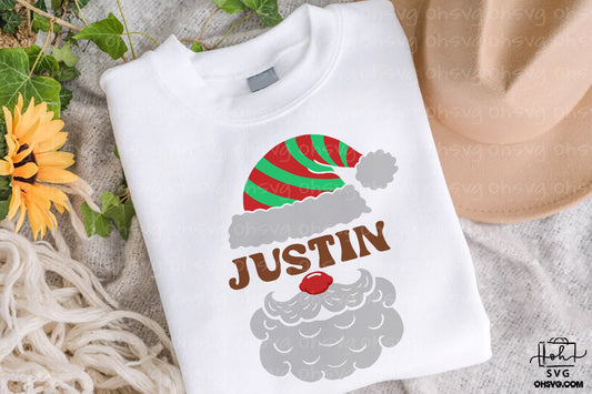 Santa Claus Face PNG, Custom Name Santa Face PNG, Cute Santa Face Christmas PNG