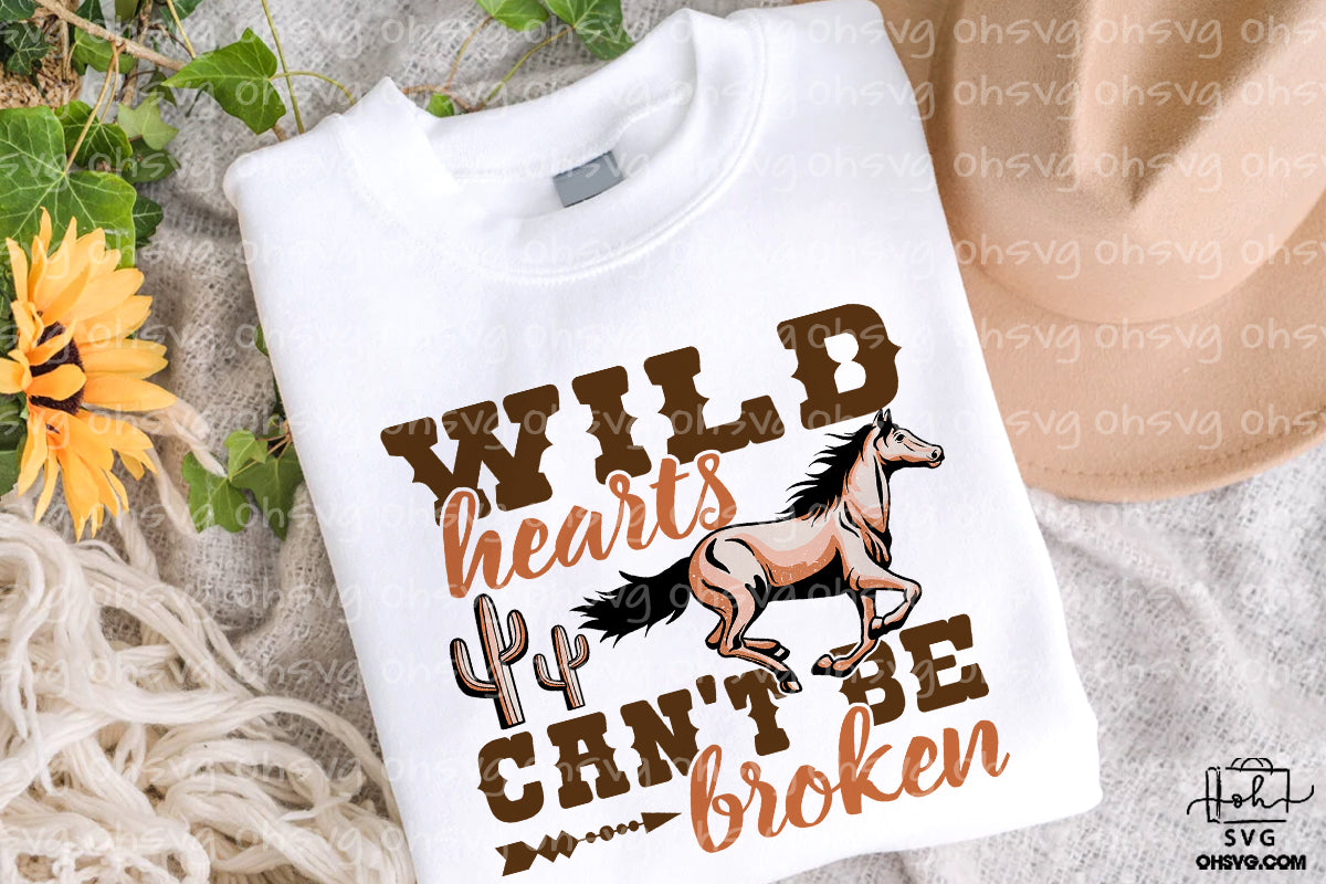 Wild Hearts Can't Be Broken PNG, Horse Lovers PNG, Cowboy Cowgirl PNG