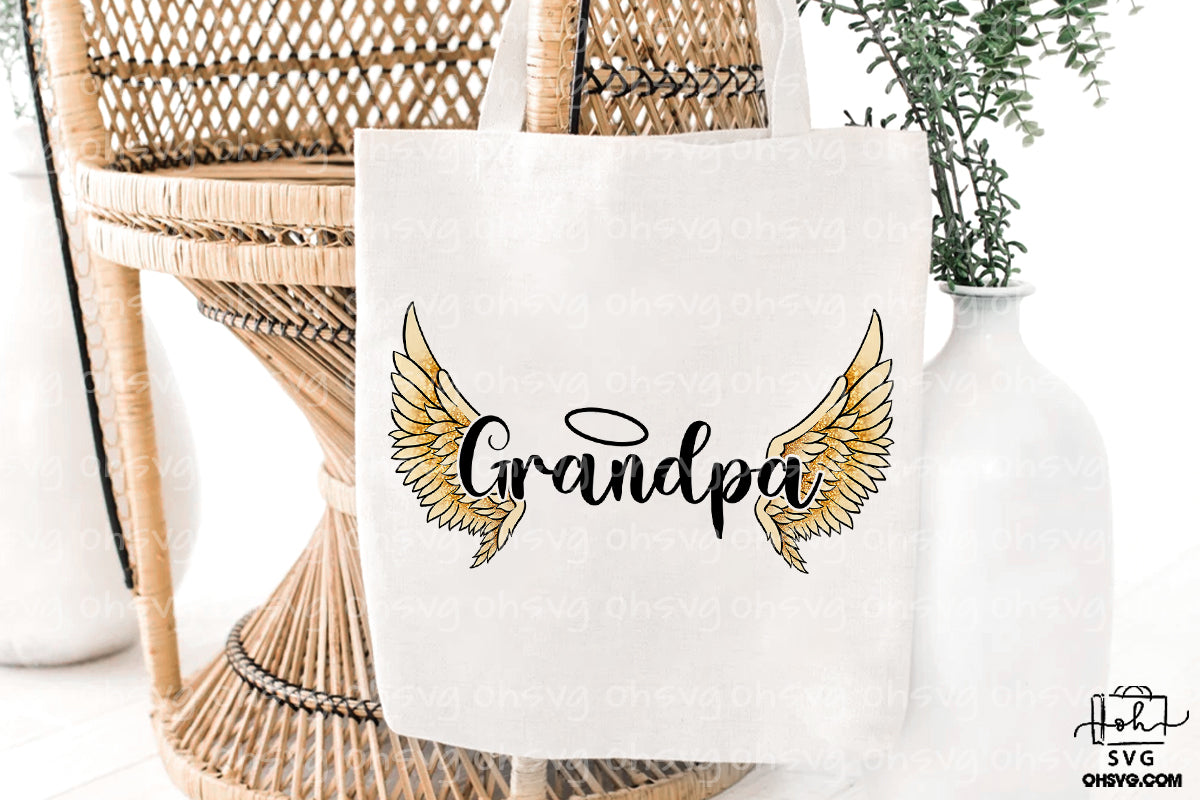Grandpa In Heaven PNG, Grandpa Angel Wings PNG, Memorial Family PNG