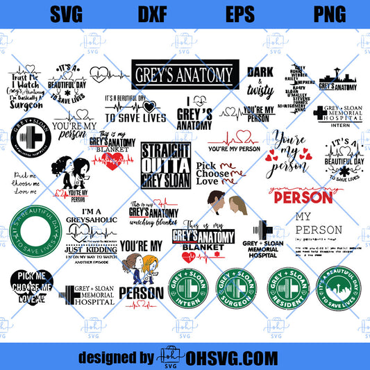 Greys Anatomy SVG, You Are My Person SVG, Save Lives SVG, It's a Beautiful Day SVG, Grey's Anatomy Tv Show SVG