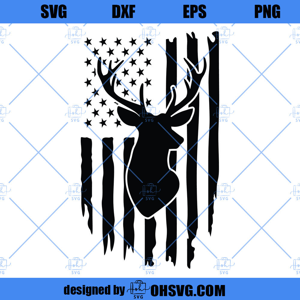 Distressed American Flag SVG, Hunting SVG, Deer SVG, Distressed Flag