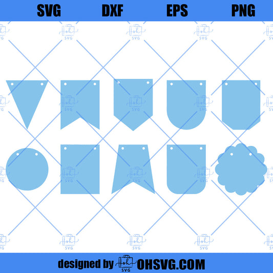 Bunting Banner Flag SVG, Bunting Banners SVG, Banners SVG File, Clipart Cricut Cut Vector
