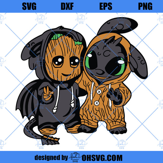Groot x Toothless SVG, Groot SVG, Toothless SVG